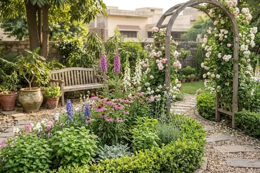 English Garden Design: Grow Old-World Charm in Any Backyard 1 English garden design with layered flower borders and a curved gravel path