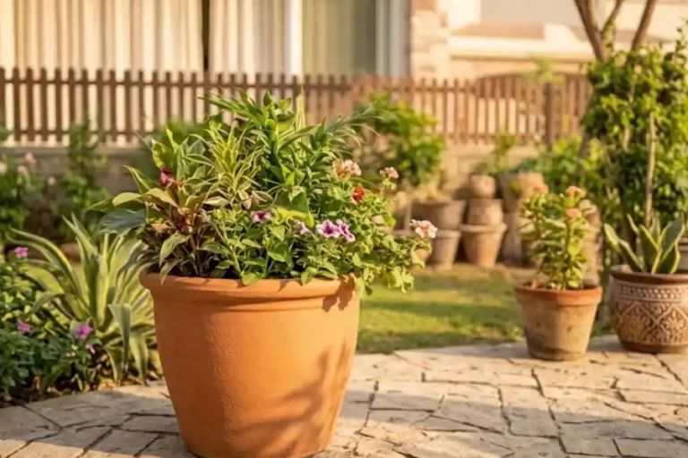 Margo Garden Products 20 in. Anturio Planter: Worth Buying? 2 Margo Garden Products 20 in. Anturio Planter in terracotta on a sunny patio